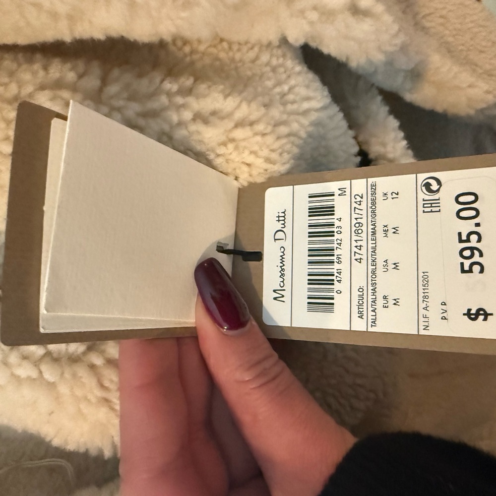 NWT Massimo Dutti Women's Tan Shearling Coat - Picture 4 of 7